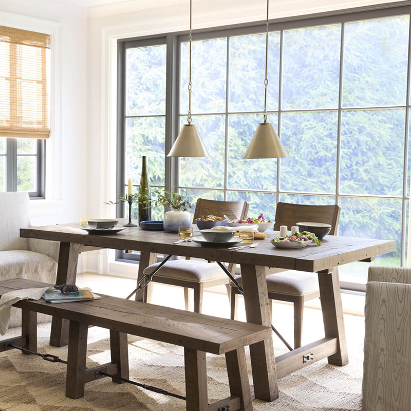 Tuscany Solid Wood Dining Bench, Distressed Brown