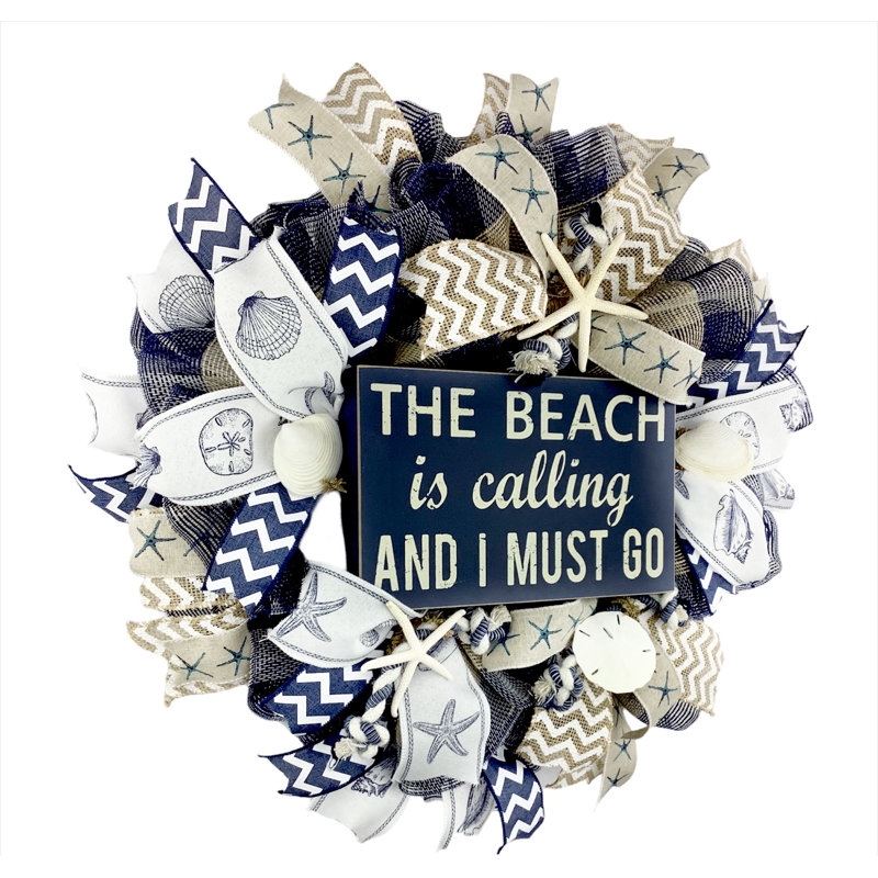 Couronne en maille 18 po The Beach Is Calling and I Must Go