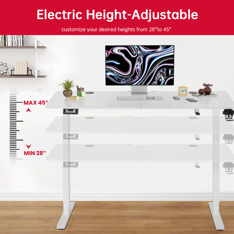 Bureau debout à hauteur ajustable Kaylanni, Blanc