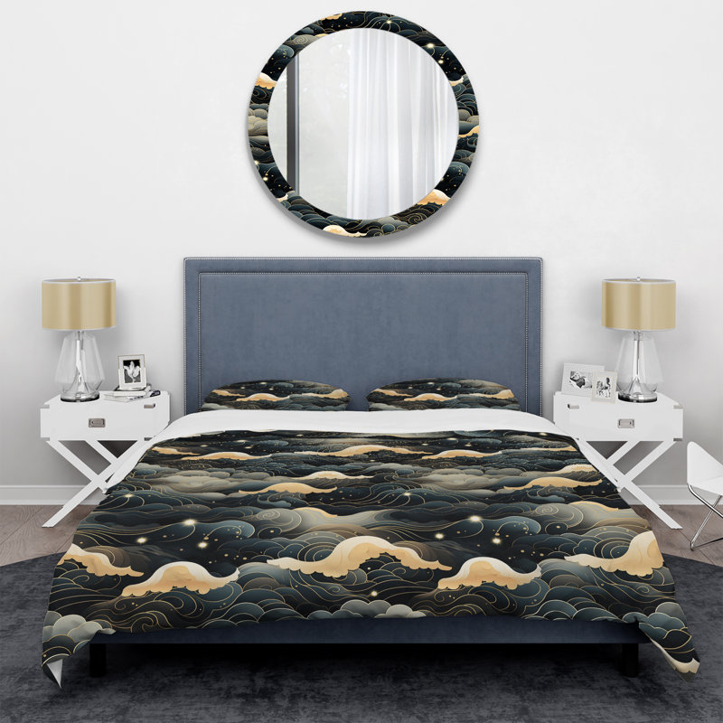 Ensemble de housse de couette Lunar Haze Moody, Housse de couette pour très grand lit et 2 très