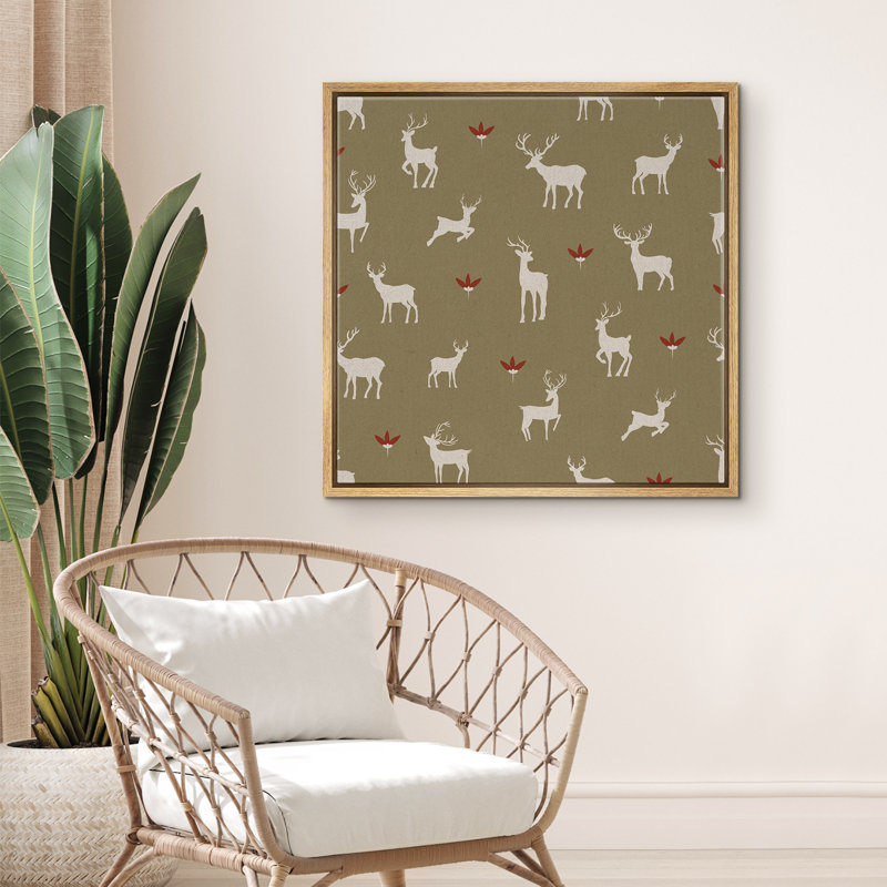 «Abstract Deer Animals», reproduction d'art sur toile encadrée, Naturel, H 24 po x l 24 po