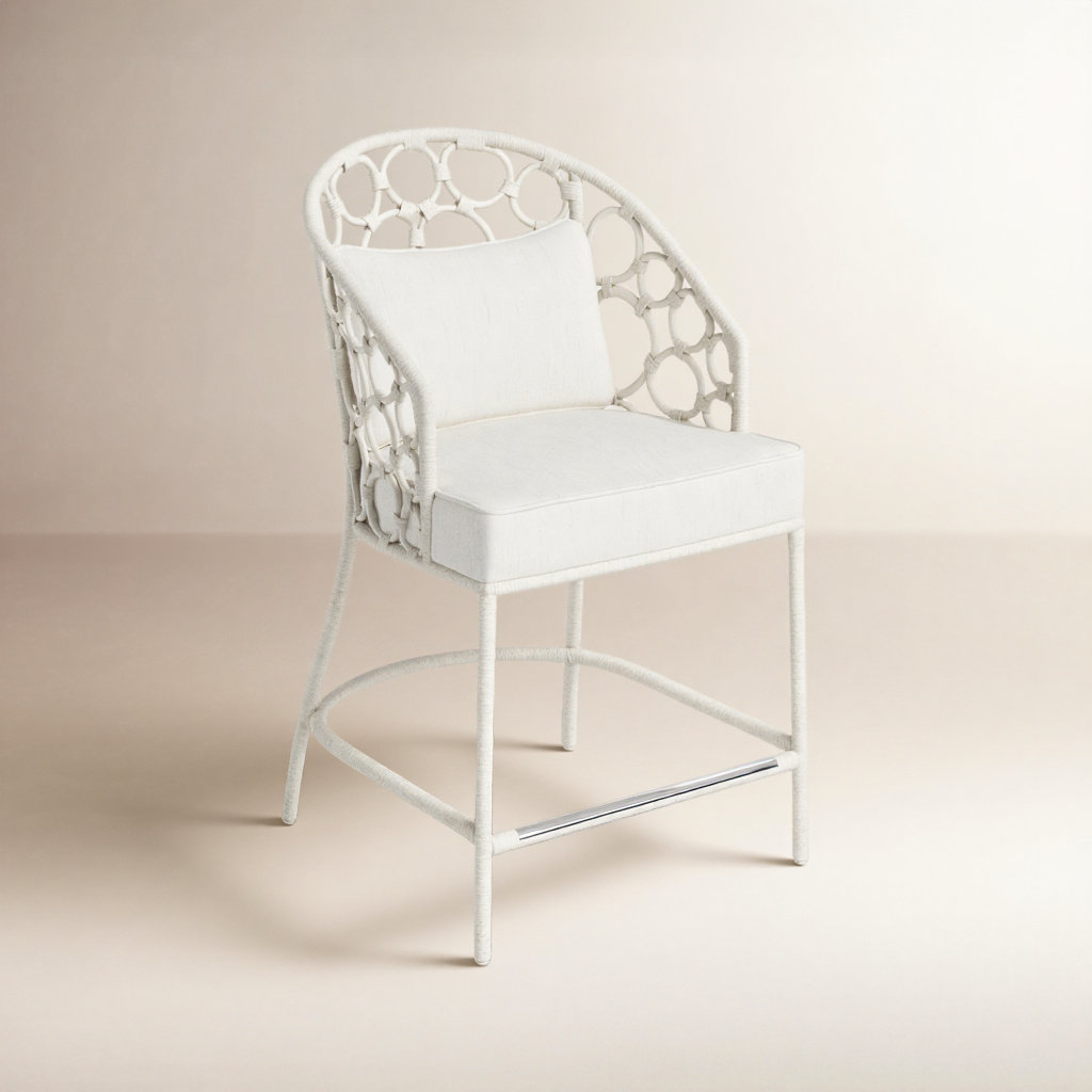 Rosalie 24" Bar Stool, White
