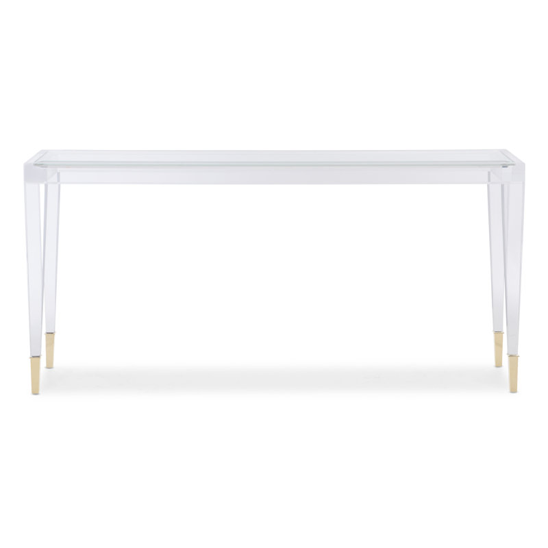 White Rectangular Metal and Glass Console Table