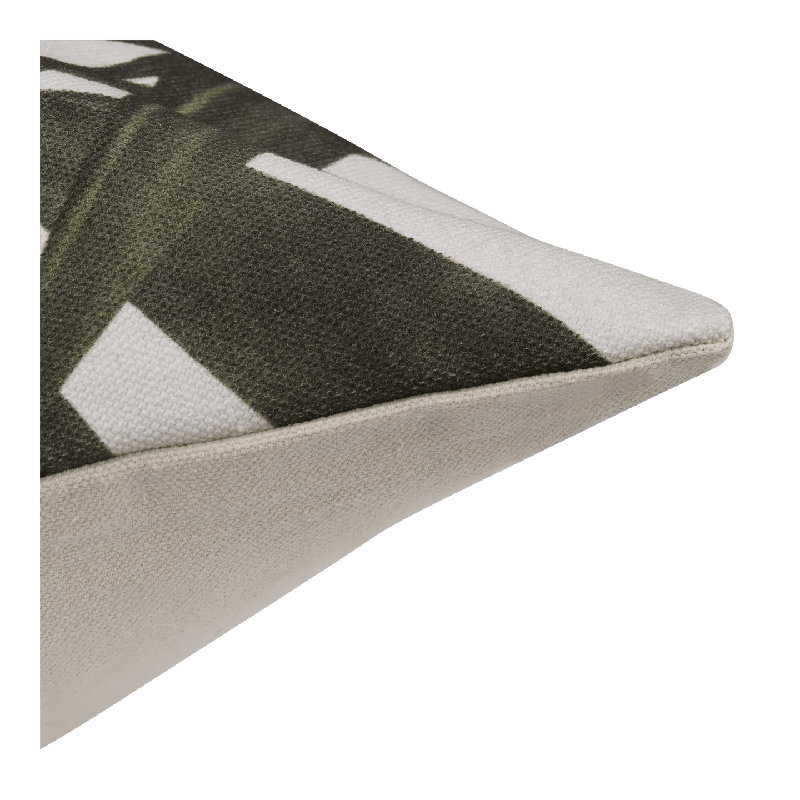 Cotton Square Throw Cushion, Green Leaves