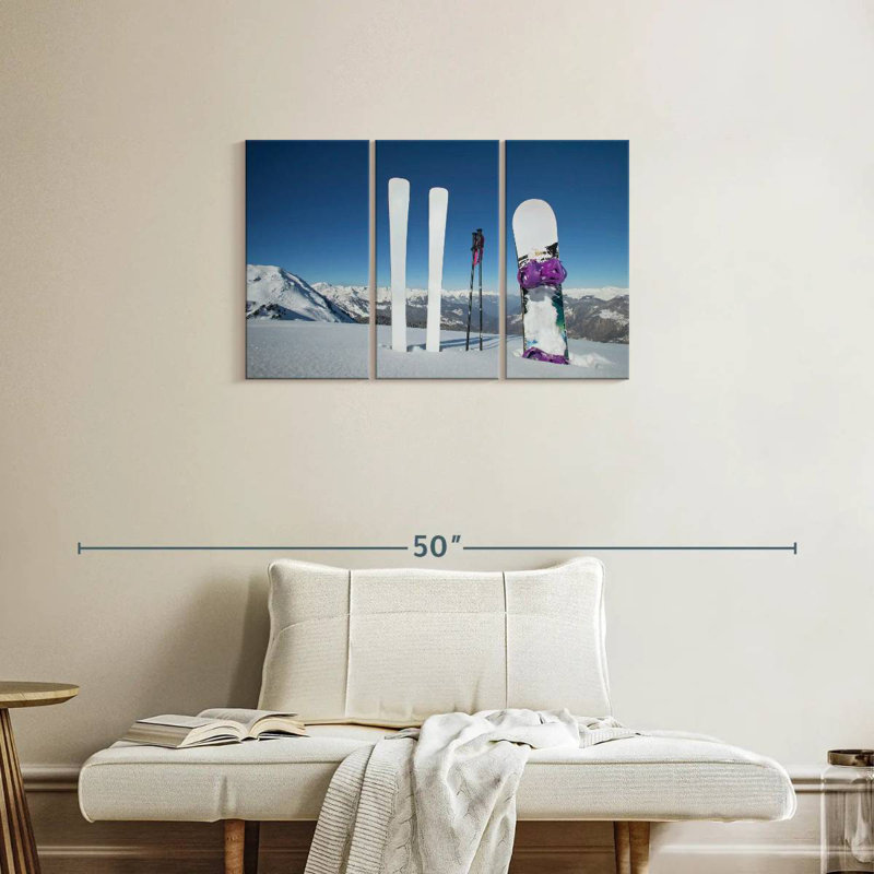 Skis And Snowboard, 20" H x 33" W