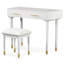 Ensemble de coiffeuse blanc moderne avec miroir 2 lumières et commode avec tabouret de maquillage