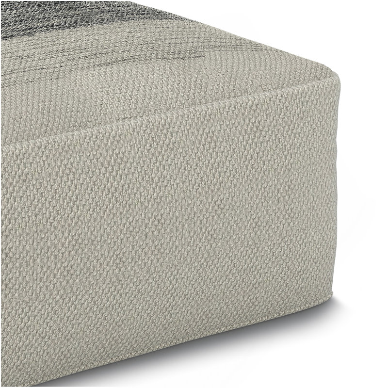 Sabella - Pouf carré extérieur / intérieur tissé - gris / blanc