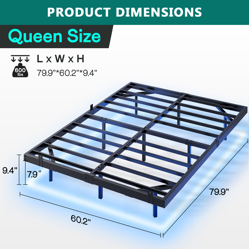 Modern Floating Bed With Smart LED Lighting, Queen