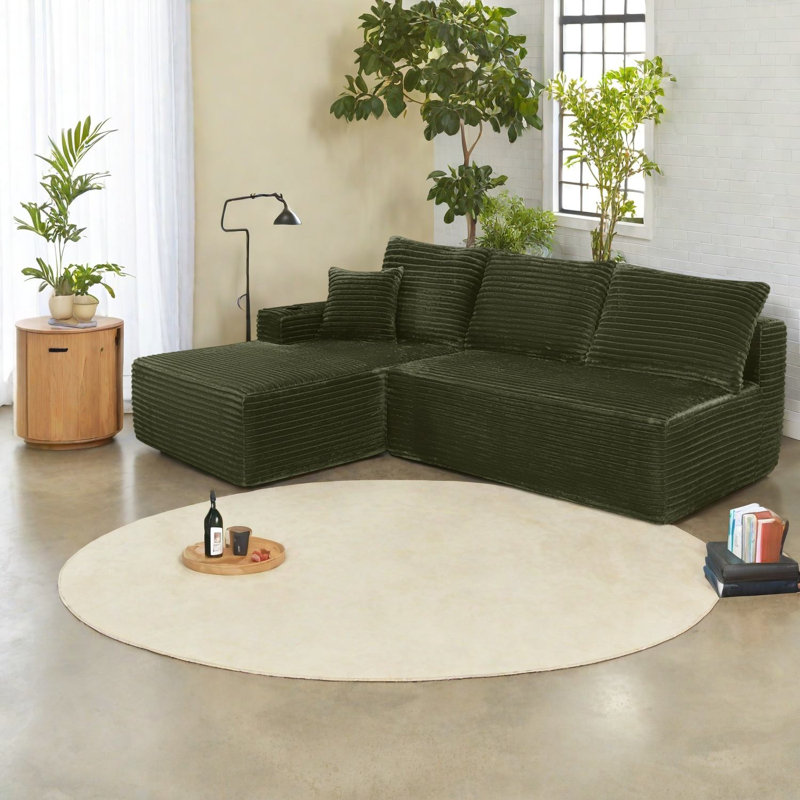 Canapés modulaires à compression, canapé en forme de L moderne en peluche de 96 pouces pour la maison