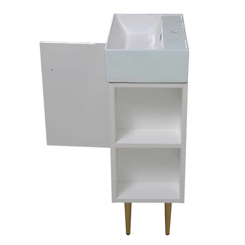 Base de meuble-lavabo 21,6 po seulement, tablette ouverte à droite, blanc GF-24V06-21WHR