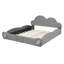 Grand lit plateforme tapissier en forme de tête de lit avec pied de lit arrondi et poche-975087227