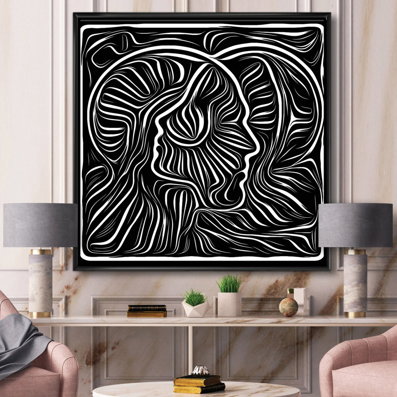 «Black and White Aw autrement», reproduction de cadre sur toile, H 46 po x l 46 po x P 1,5 po, Toile avec cadre noir