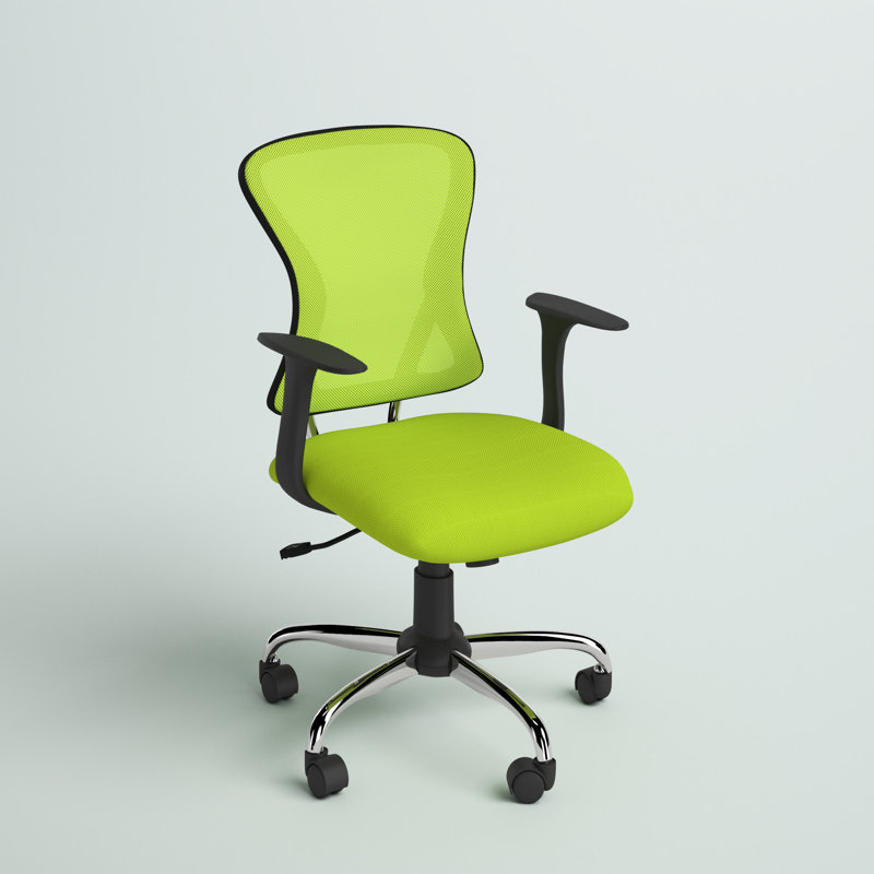 Ergonomic Mid-Back Green Mesh Task Chair with Fixed Metal Arms