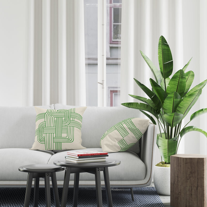 Jeté carré en polyester intérieur / extérieur, L 17 po x H 17 po, Vert
