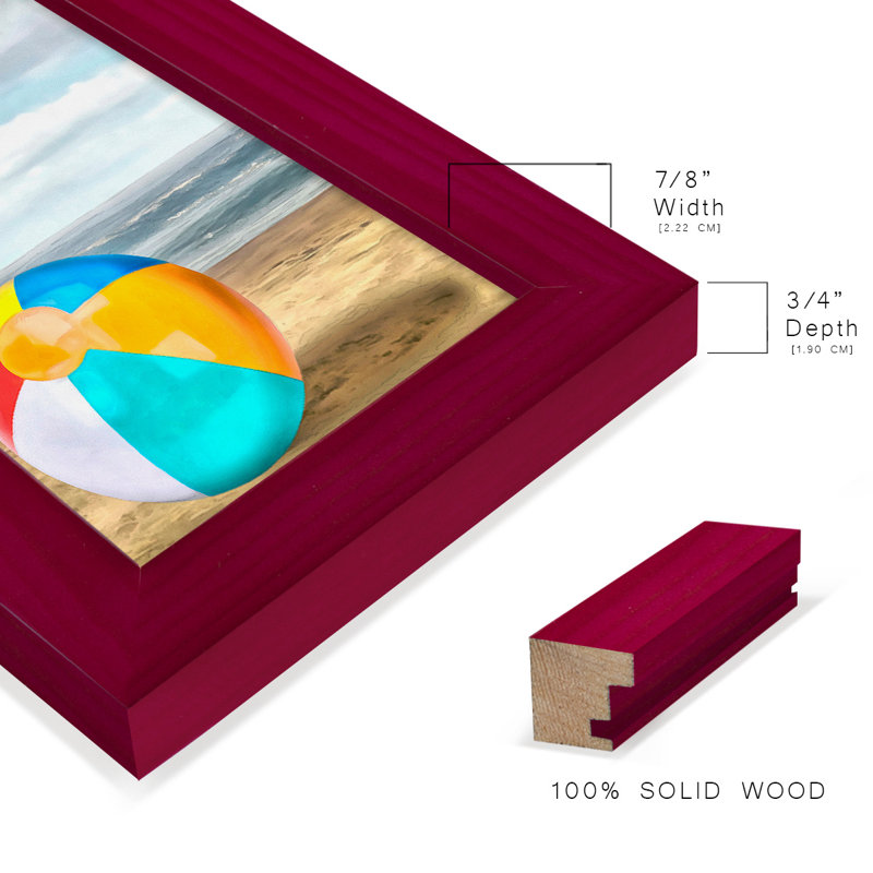Beach Ball I - impression d'un seul cadre photo, Rouge, H 6 po x l 4 po x P 1 po