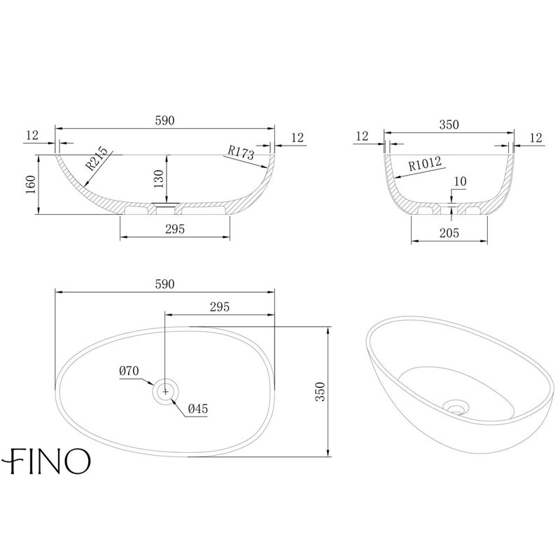 Ebern Designs 59mm L x 35mm W Natural Stone Oval Sink