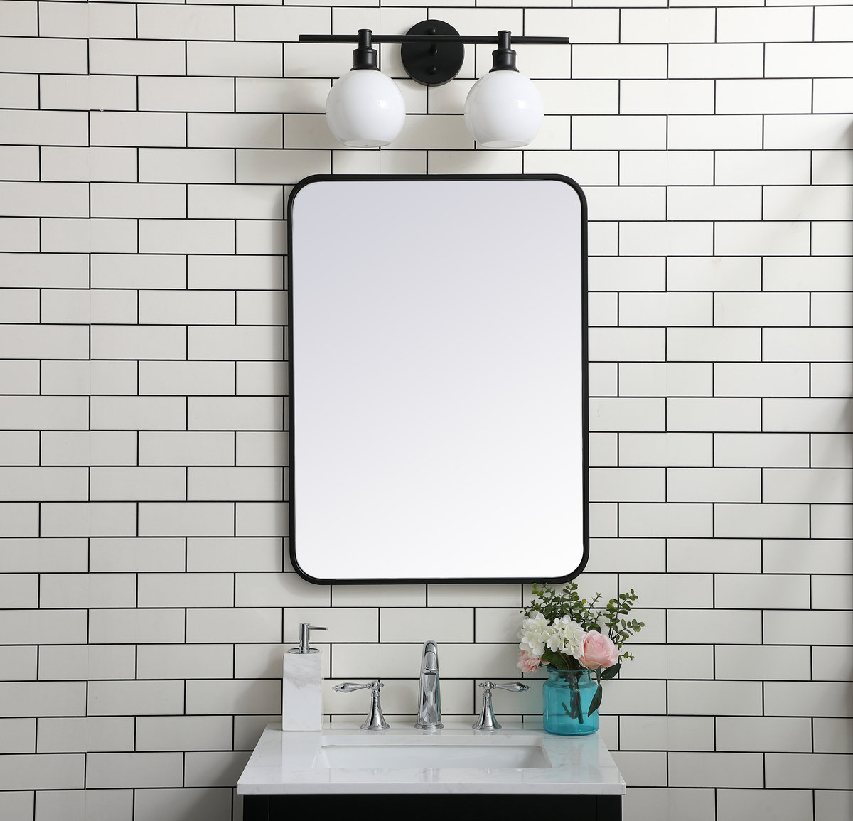 Sabine Accent Mirror, Black, 30" x 22"