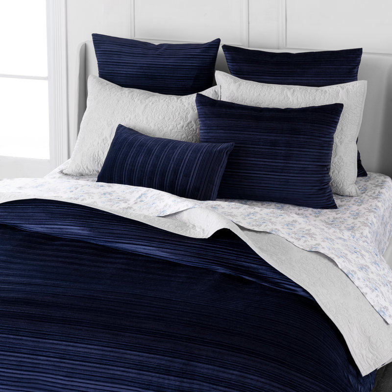 Ensemble de housse de couette en velours 3 pièces, Bleu marine, Housse de couette pour grand lit