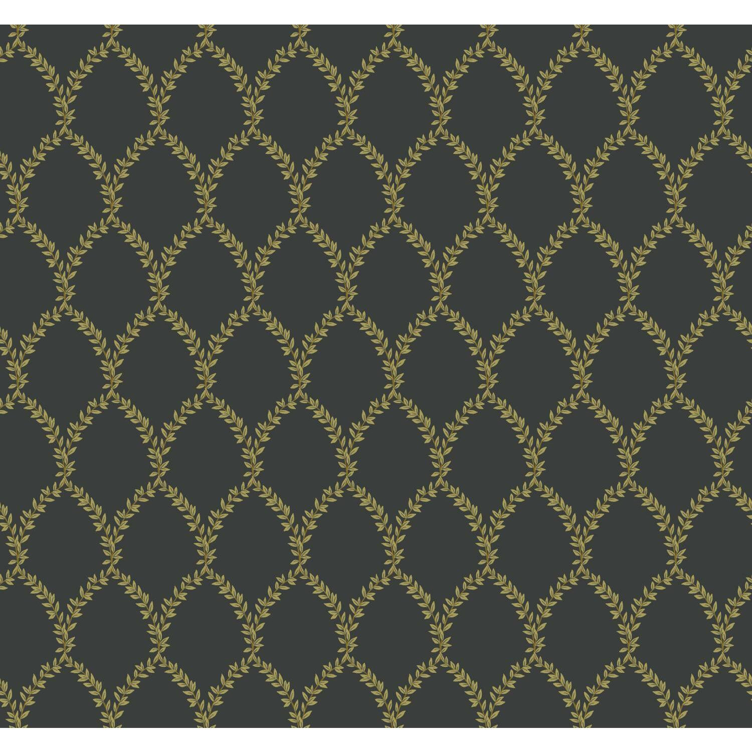 Laurel Wallpaper Roll, Gold/Black