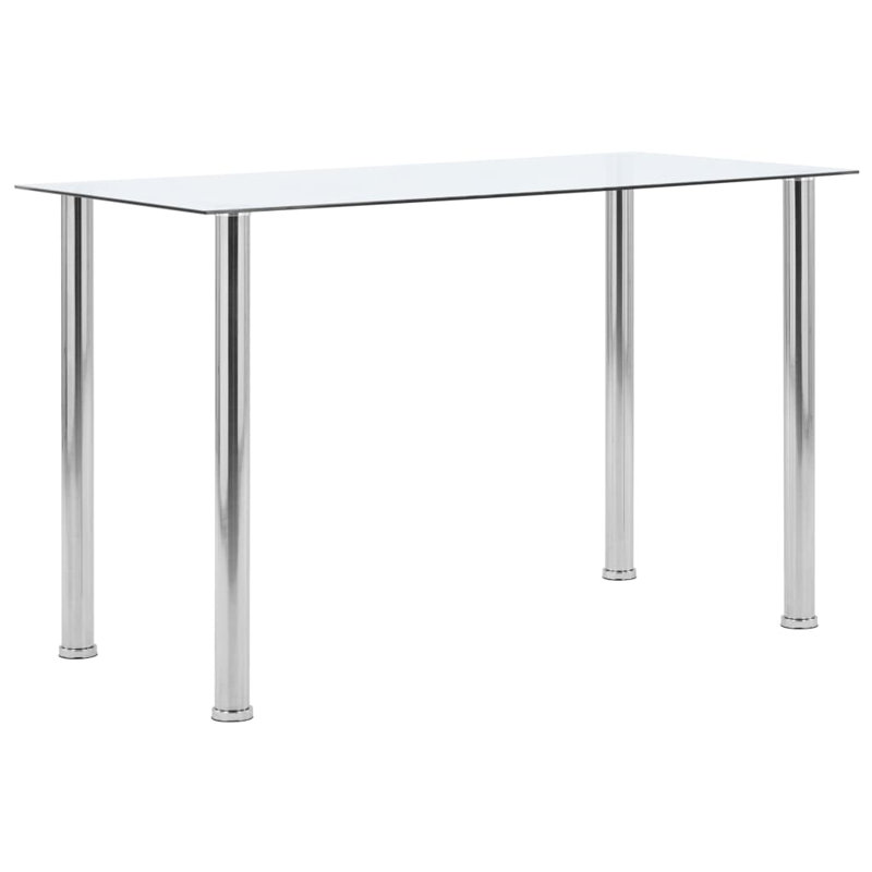 Searcy Glass Top Metal Base Dining Table, White, 75cmH x 120cmL x 60cmW