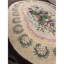 1880s Traditional Beige Antique Roses Folk Art American Hooked Knotted Wool Rug