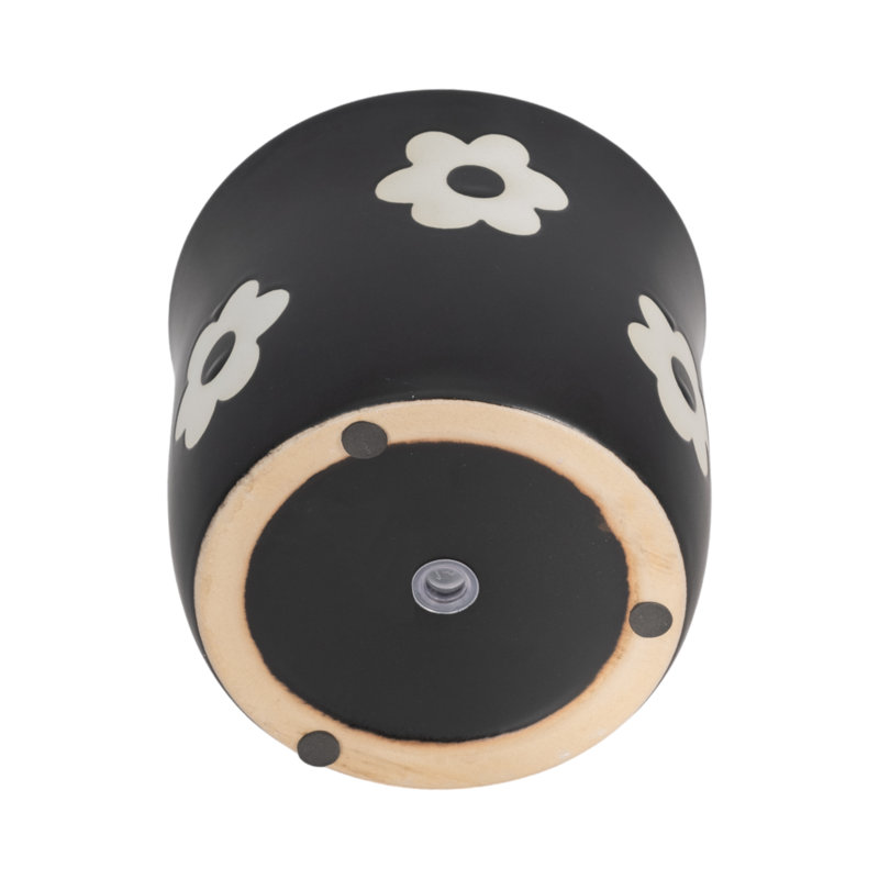Sagebrook Home 6" Flower Power Planter, Black/White, Black White