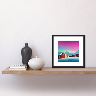 Purple Sky Northern Lights Sweden Snow Hill - Single Picture Frame Print