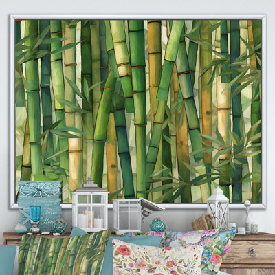 «Whispering Bamboo Geometric Patterns I», art mural sur toile de bambou_106670
