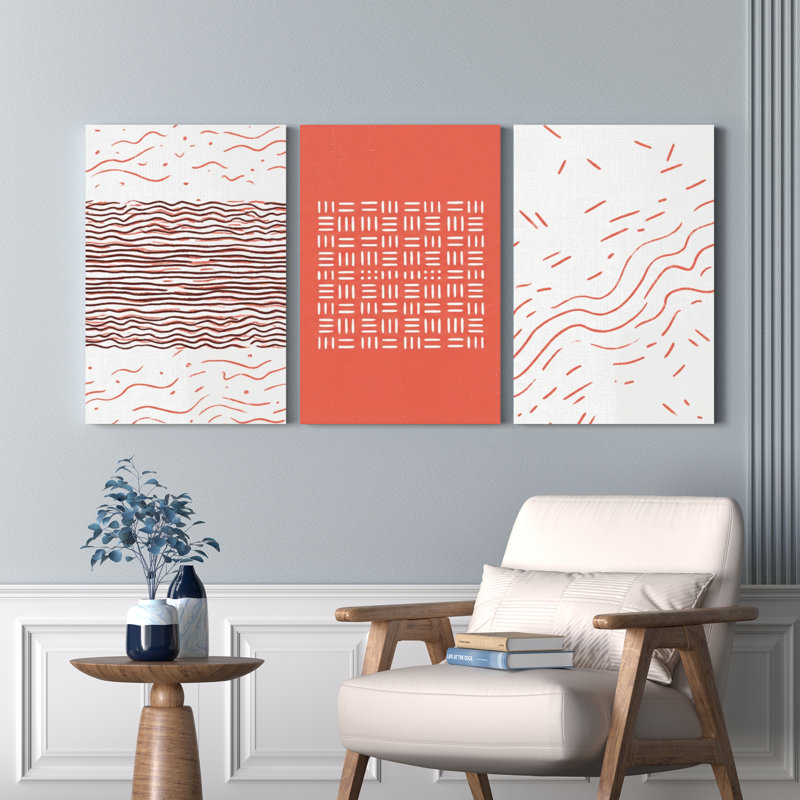 Lignes abstraites ondulées et motif géométrique sur toile tendue, design minimaliste moderne pour le salon, la chambre à coucher ou le bureau