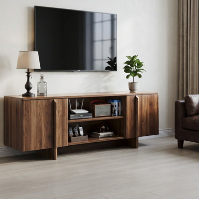 Meuble télé 55 po avec système de gestion des câbles et portes doubles
