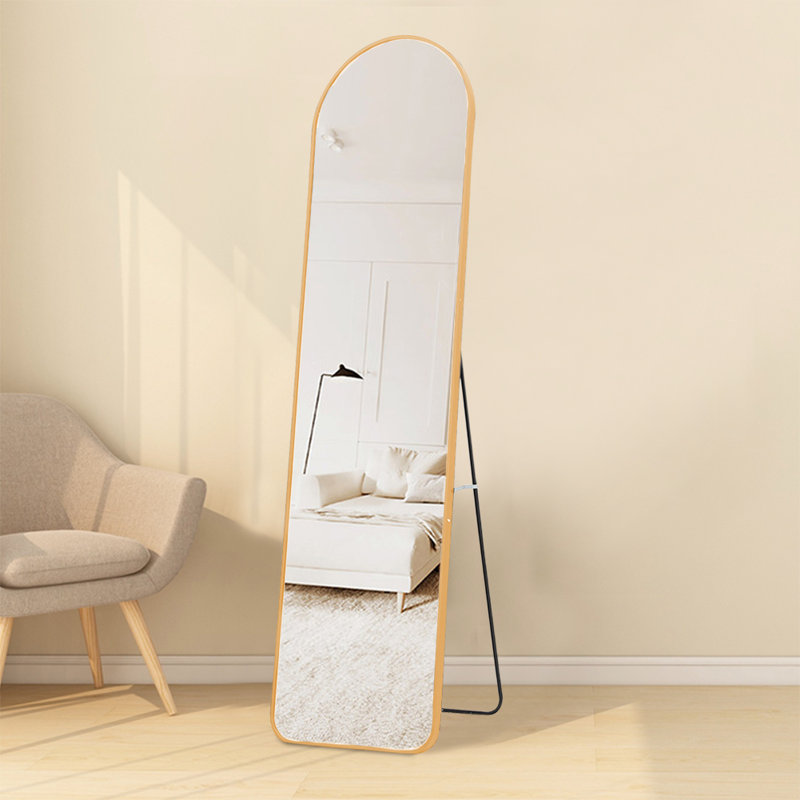 Metal Oval Mirror, Gold, 150 cm H x 40 cm W