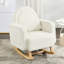 Chaise berçante d'appoint blanc crème, confort à grande échelle, dossier et cou ergonomiques, fauteuil en velours à texture douce avec structure, coussin complémentaire, polyvalence esthétique pour votre maison