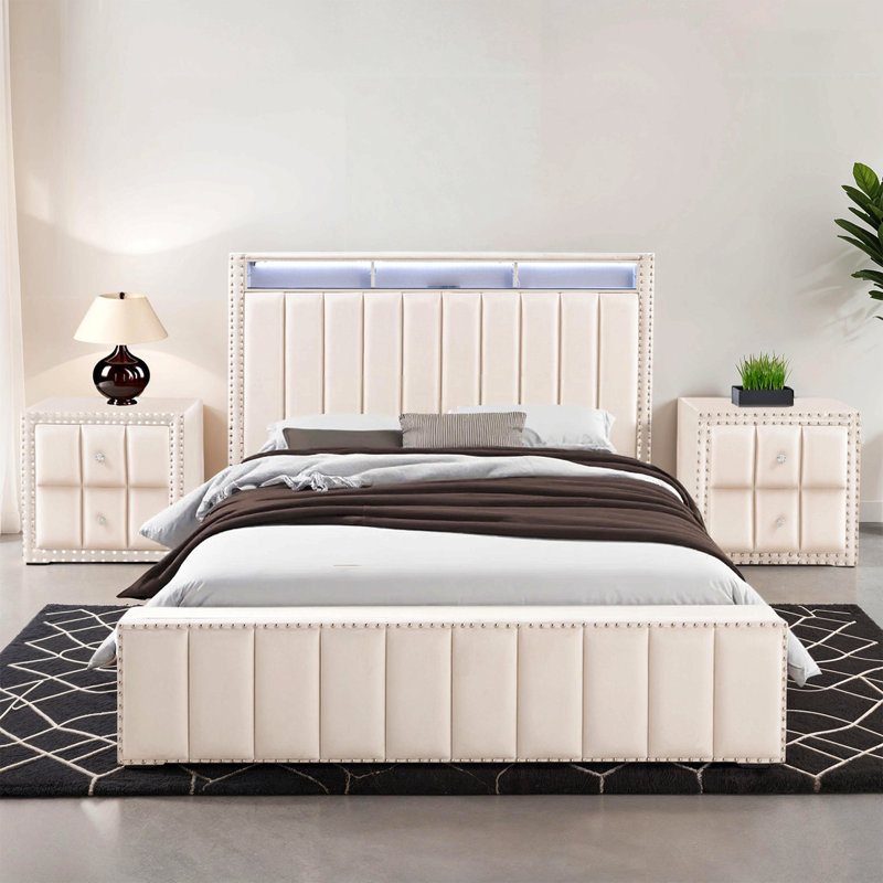 Table de chevet 1pc, Beige
