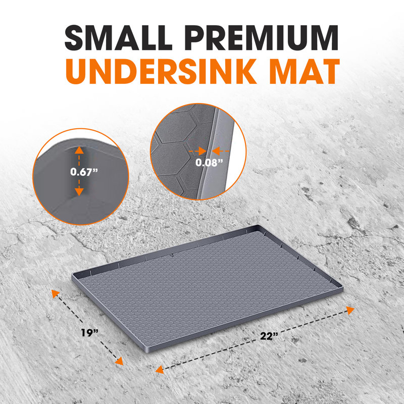 Waterproof Silicone Undersink Mat with Drainage - Extra Large, 22" W x 19" D