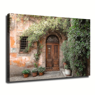 Reproduction d'art sur toile, galerie méditerranéenne, porte de maison de village méditerranéen pour salon et chambre à coucher