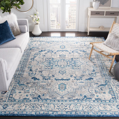 Aurich Light Gray/Blue Oriental Rug