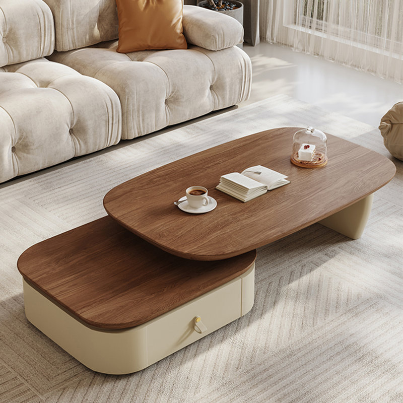 Simple oval multi-functional coffee table, Brown