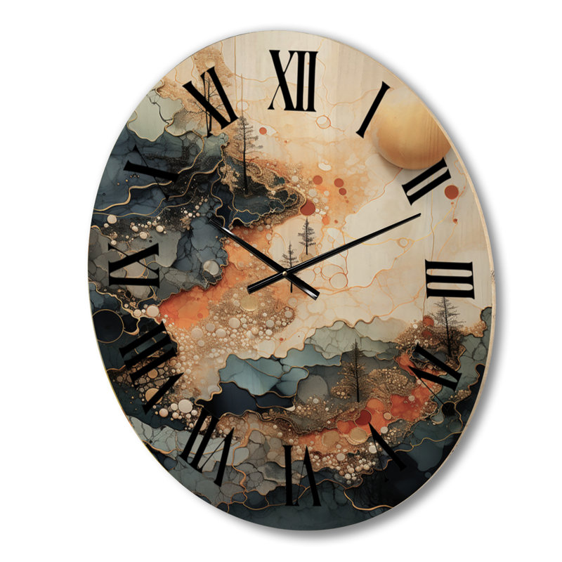 Horloge murale en bois massif Purtell, Grand