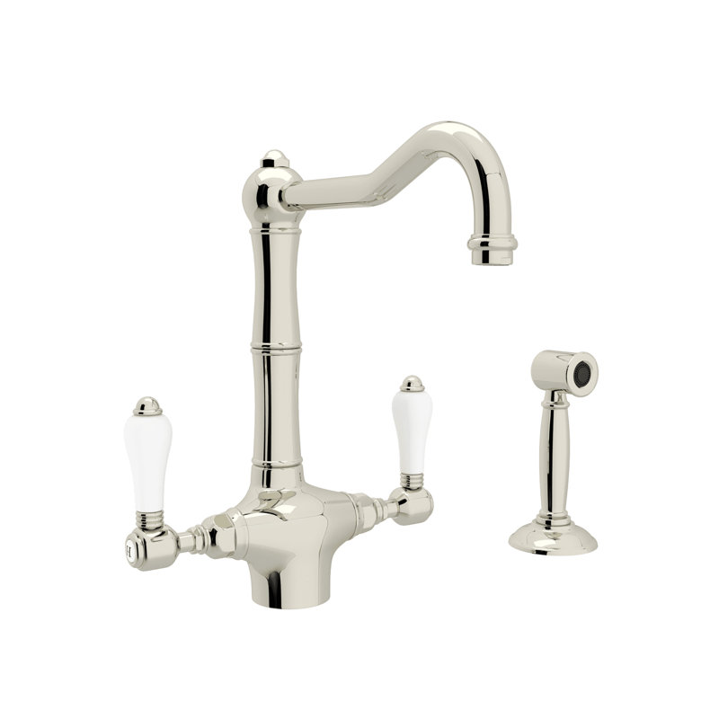 Acqui® Two Handle Kitchen Faucet with Side Spray, Polished Nickel