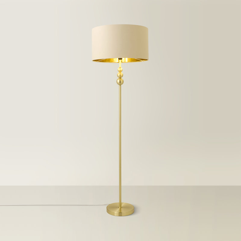 Randalia 145cm Traditional Floor Lamp, Brushed Gold, Beige