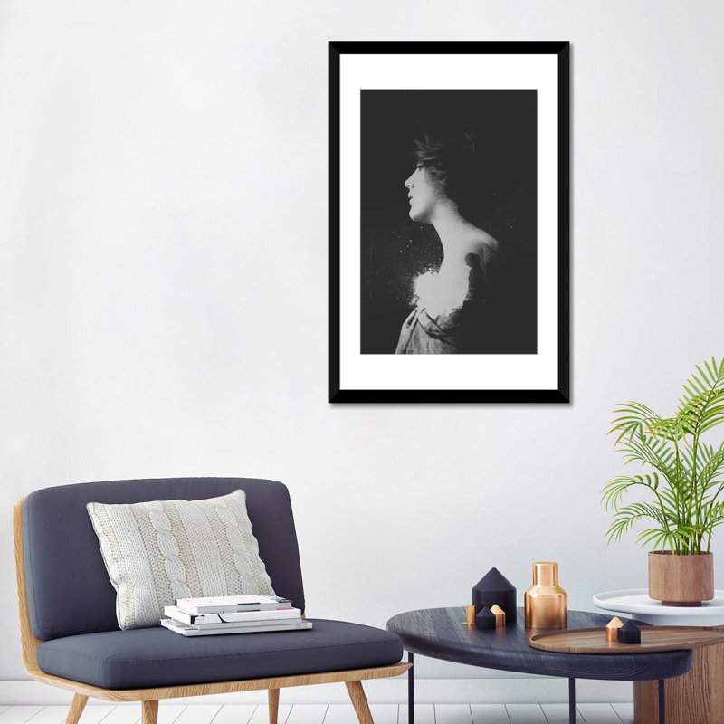 «Inner», impression sur toile, Papier avec cadre noir, Blanc, H 32 po x l 24 po x P 1 po