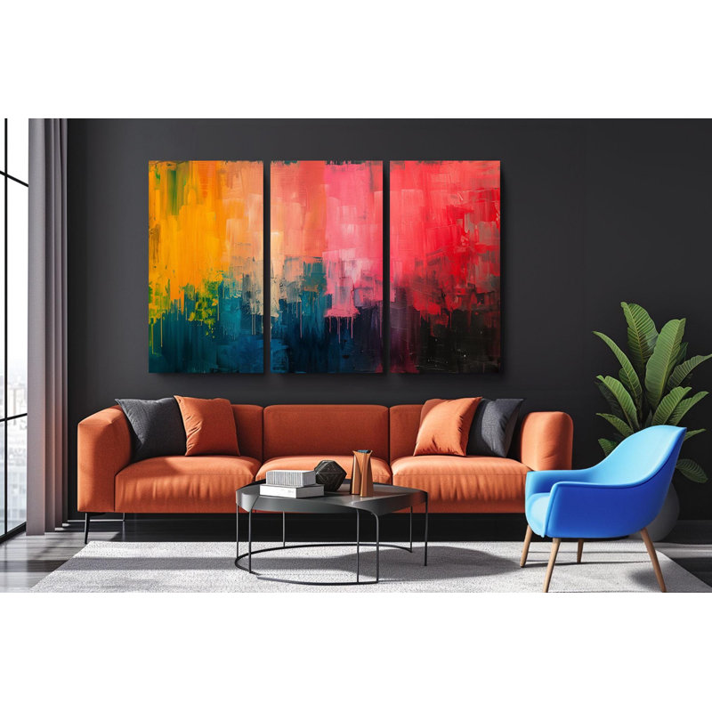 Reproduction d'art sur toile, "Triptych", H 36 po x l 72 po