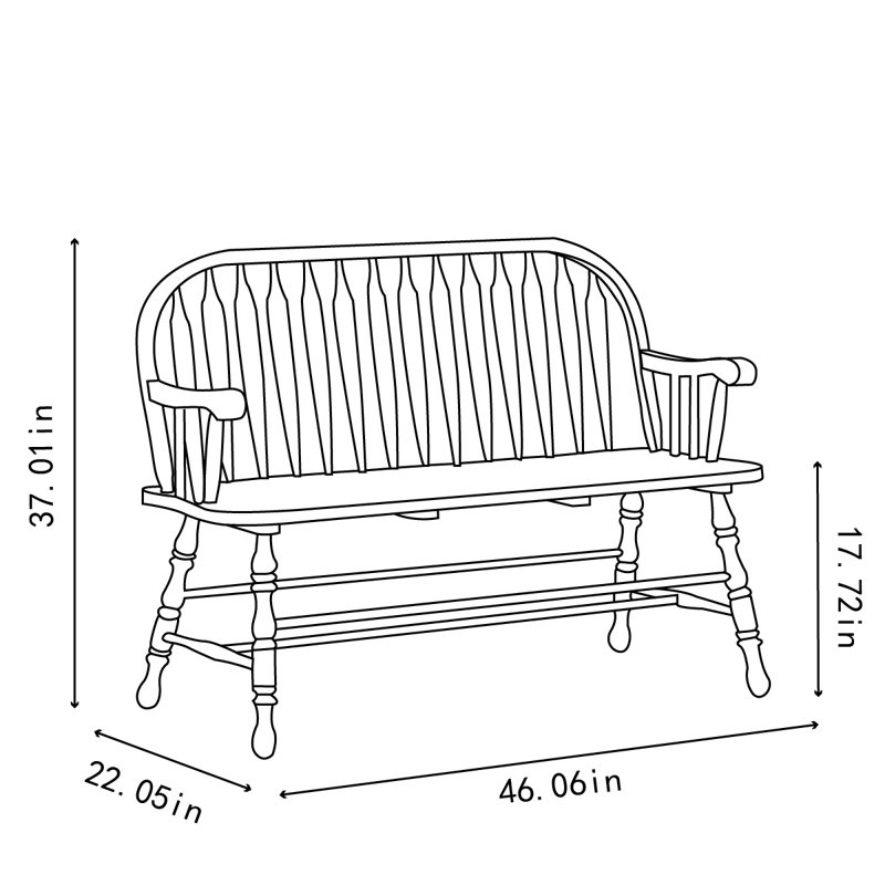 Banc double en bois massif avec dossier vintage, Vert