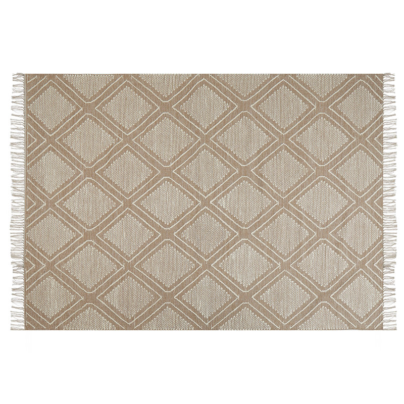 Rectangle Geometric Cotton Hand Woven Area Rug, Rectangle 160 x 230cm