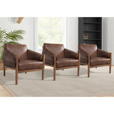 Fauteuil d'appoint rembourré en cuir végétalien de 27,6 po de largeur avec coussins d'accoudoirs amovibles Nusaibah