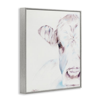 Gentle White Cow Portrait Framed Giclee, design by Cady Driver