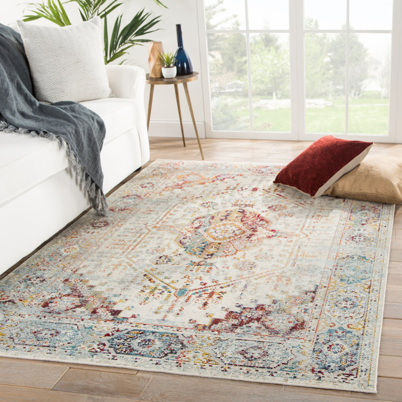 Tapis oriental beige / bleu Valletta, Rectangle 5 pi 3 po x 7 pi 6 po