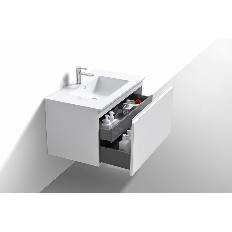 Ensemble de meuble-lavabo simple 36 po, Blanc lustré