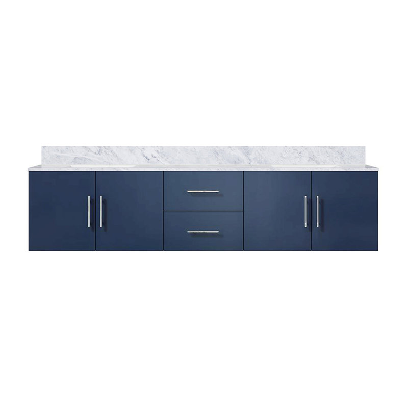 Meuble-lavabo double 80 po X P 22 po D, avec plateau en marbre de Carrare, Marine, 80"