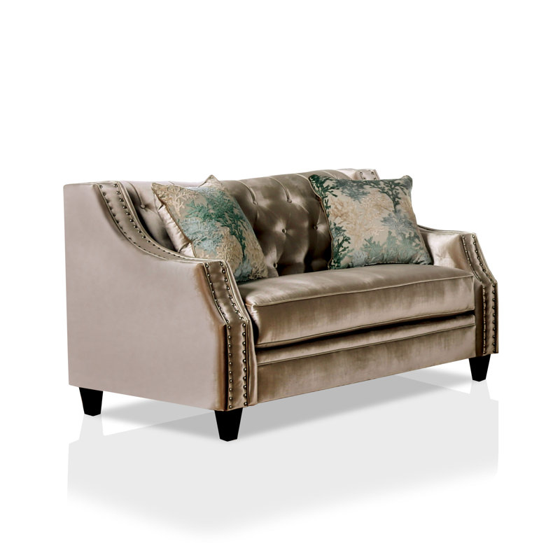 Schorr Upholstered 67'' Loveseat, Champagne, Black